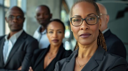 Obraz premium business businesswoman office mature middle aged group woman portrait corporate manager. black businessperson teamwork team partner