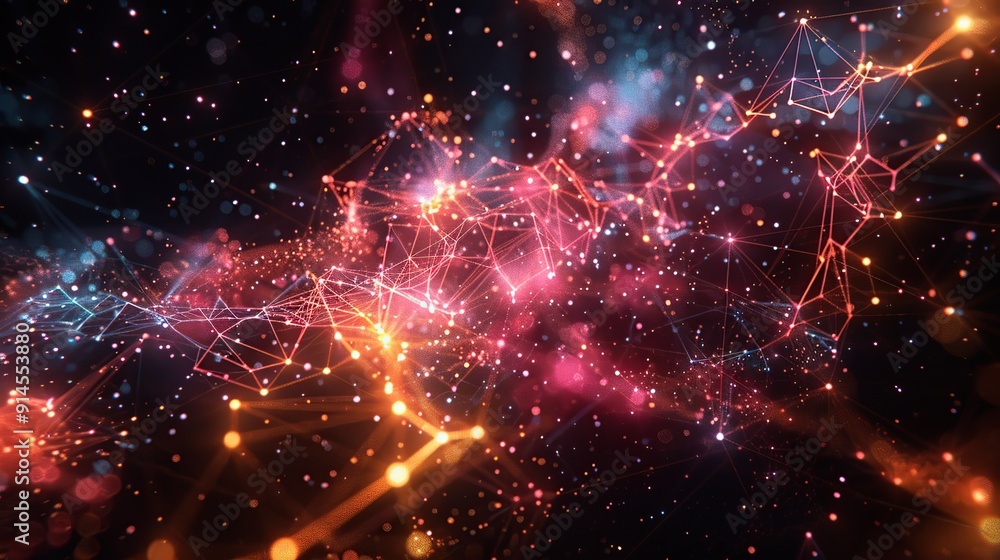 Aufkleber abstract digital network with glowing points