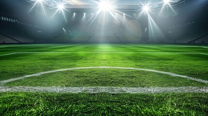 Obraz premium Football stadium for a game under the lights. Generative Ai