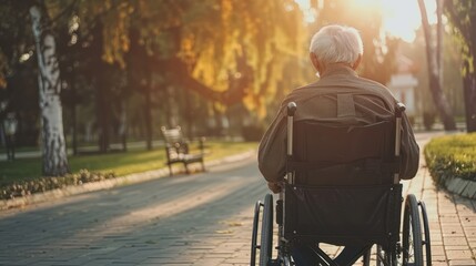 Elderly Man Using Wheelchair