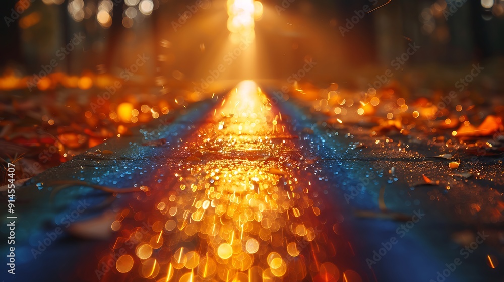 Poster beam of light refracting through a prism splintering into a spectrum of colors explore the phenomena