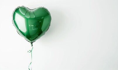 Romantic green balloon on white background portraying love declaration