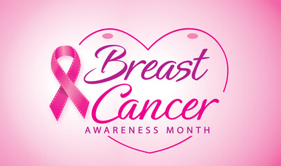 Pink ribbon. Breast cancer awareness campaign. Vector illustration. V2