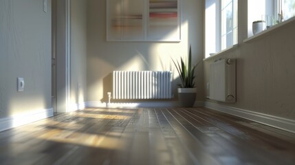 Modern radiator at home Central heating system : Generative AI