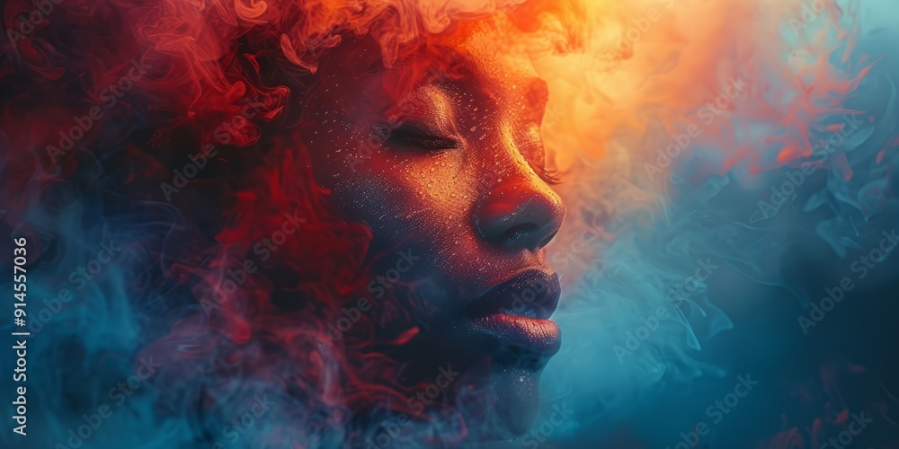 Poster abstract expression of emotions through color and form, capturing the essence of joy, sorrow, and ev