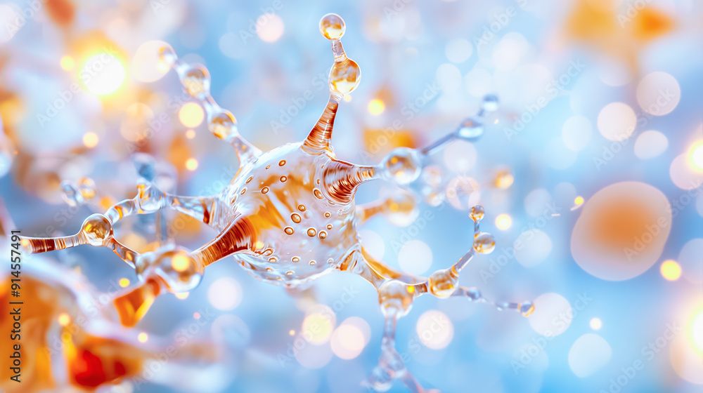 Poster closeup view of neurons and synapses in the brain, exploring complex biological interactions