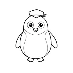 baby penguin vector illustration line art