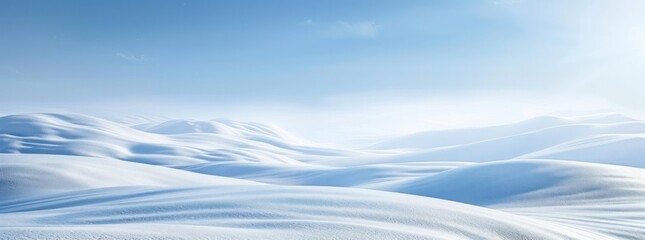 illustration Isolated snow hills landscape. Winter snowdrift background blue sky and sun light quiet calm silent