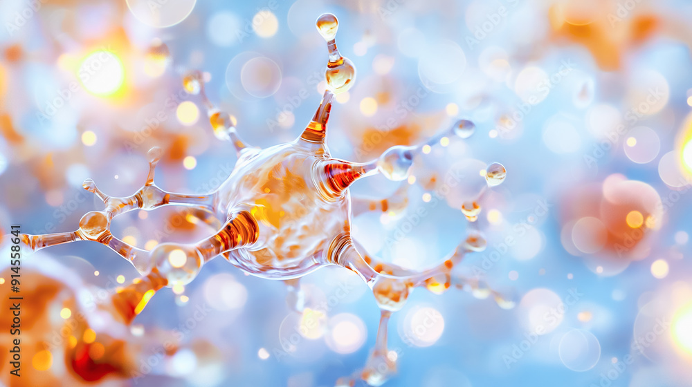Poster closeup view of neurons and synapses in the brain, exploring complex biological interactions