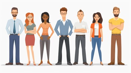 Obraz premium group of workers taking pic men and women illustration 