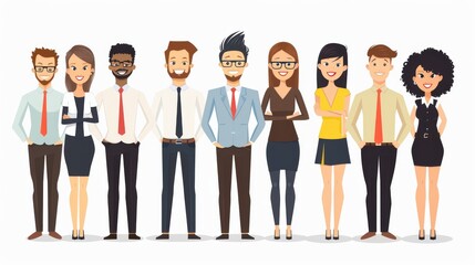 Obraz premium group of workers taking pic men and women illustration 