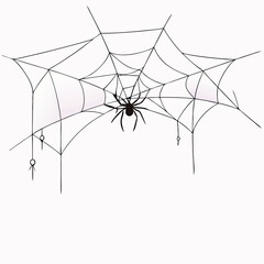 Obraz premium Scary spiderweb vector silhouette isolated white background 