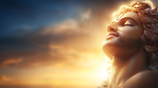 a man with a beard and a beard in the sky