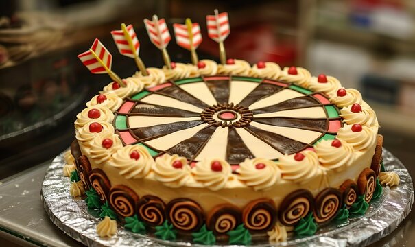 Dart board target made of cake