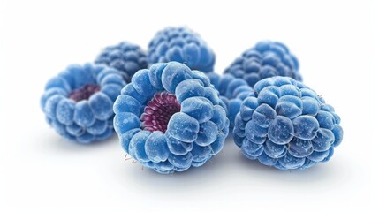 Fresh blue raspberries isolated on white background, blue, raspberries, fruit, fresh, isolated,...