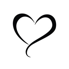Silhouette heart isolated on white background .Cute love illustration. Design elements for Valentine's day, wedding, greeting card, banner, poster. Heart shape vector. Love, heart icon.