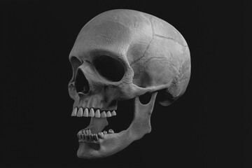 Obraz premium Skull on the black background. Halloween spooky background. 