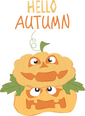 Autumn orange cheerful pumpkins.