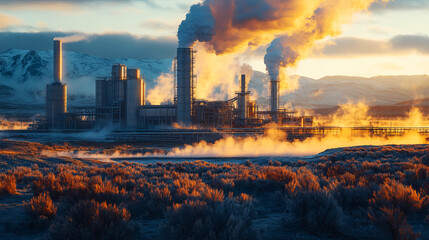 Smoke-emitting factory polluting the environment, emphasizing the critical issue of industrial pollution and the importance of cleaner production methods