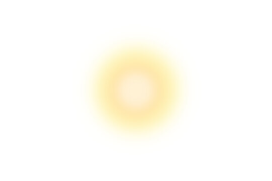 Bright sun or spotlight beams isolated on transparent background. Gold glowing light effect. Sparkling glow light gradient circle. Special flashlight effect. Festive decoration design elements. PNG