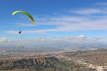 Paraglider at Cenes in the Sierra Nevada, Spain