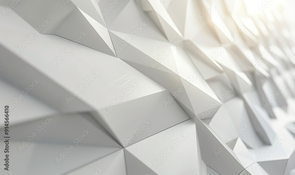Aufkleber light high tech surface with triangular pyramids. white, polygonal