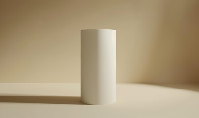 Same-colored 3D cylinder blending with its background, minimalistic and cohesive, visually appealing
