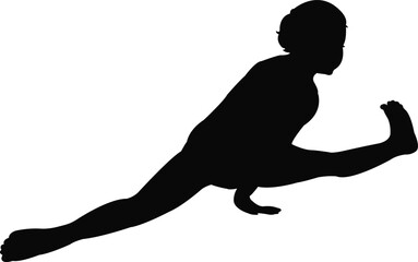 gymnast girl performing, opem her legs, silhouette vector