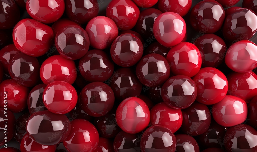 Poster red and maroon 3d balloons form a multicolored abstract background