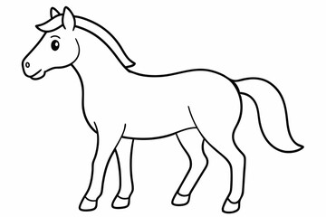 Coloring page for kids horse vector art illustration