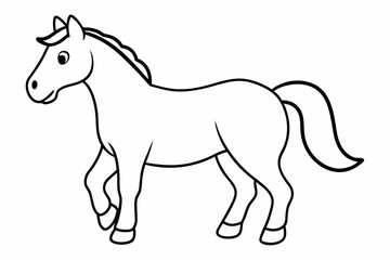 Coloring page for kids horse vector art illustration