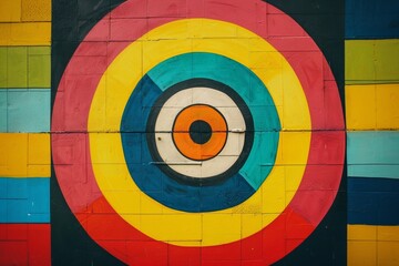 Colorful target painted on the wall, symbolizing goal setting and focus in marketing strategy