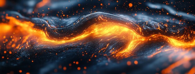 Flowing lava texture background, orange and black color.	