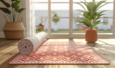 Stylish yoga mat mockup with custom pattern
