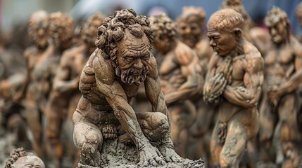 Obraz premium Detailed close up view of sculptor crafting artwork with blurred background in precise focus