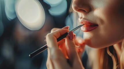 close up of woman applying makeup