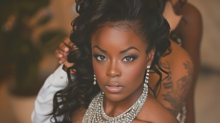 close up of black woman with a stylist