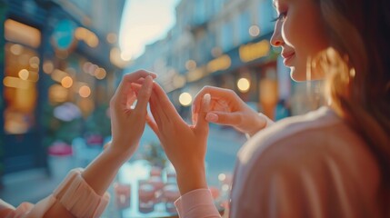 close up of woman holding her hands