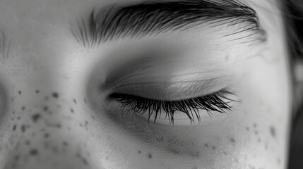 close up of closed eyes with long eyelashes at a salon