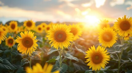 Obraz premium Sunflowers in Golden Hour