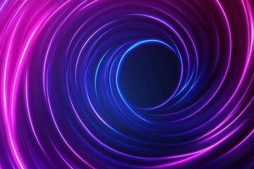 Abstract background with neon glowing circular wave lines on dark background.