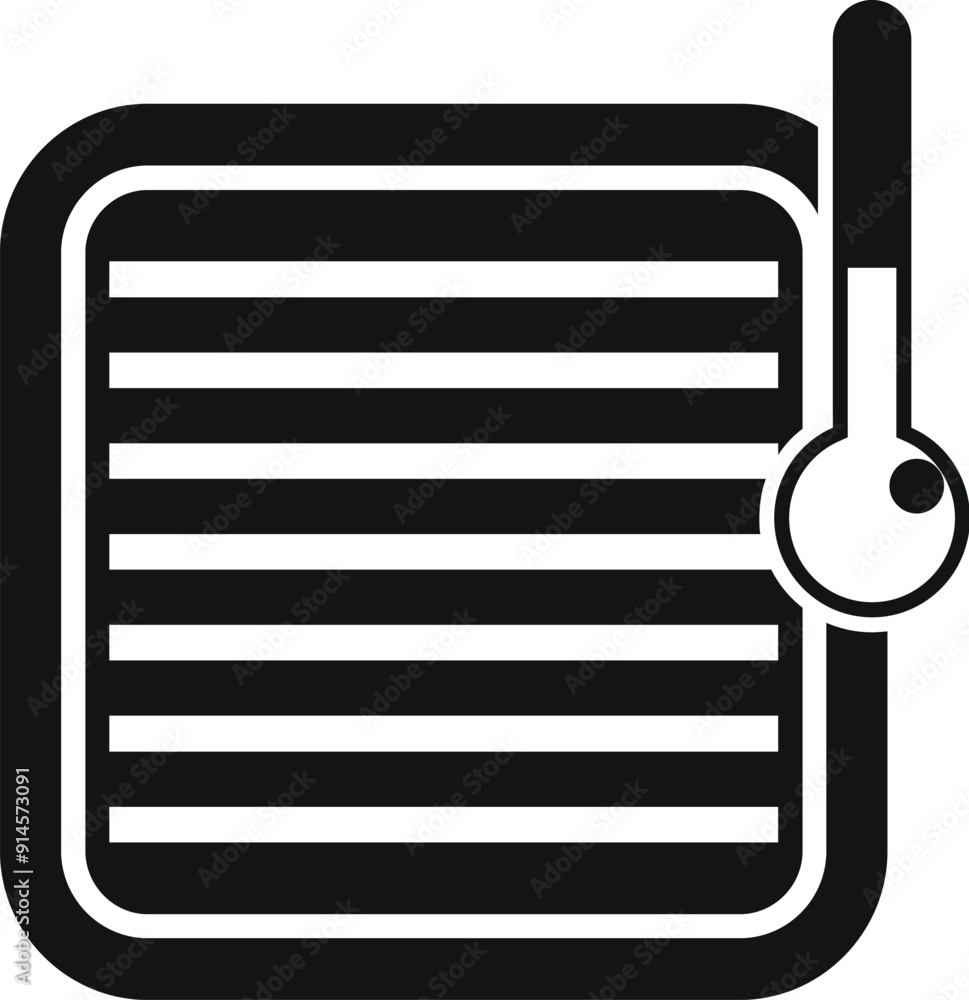 Poster simple icon representing a radiator with a temperature gauge, perfect for projects related to heatin