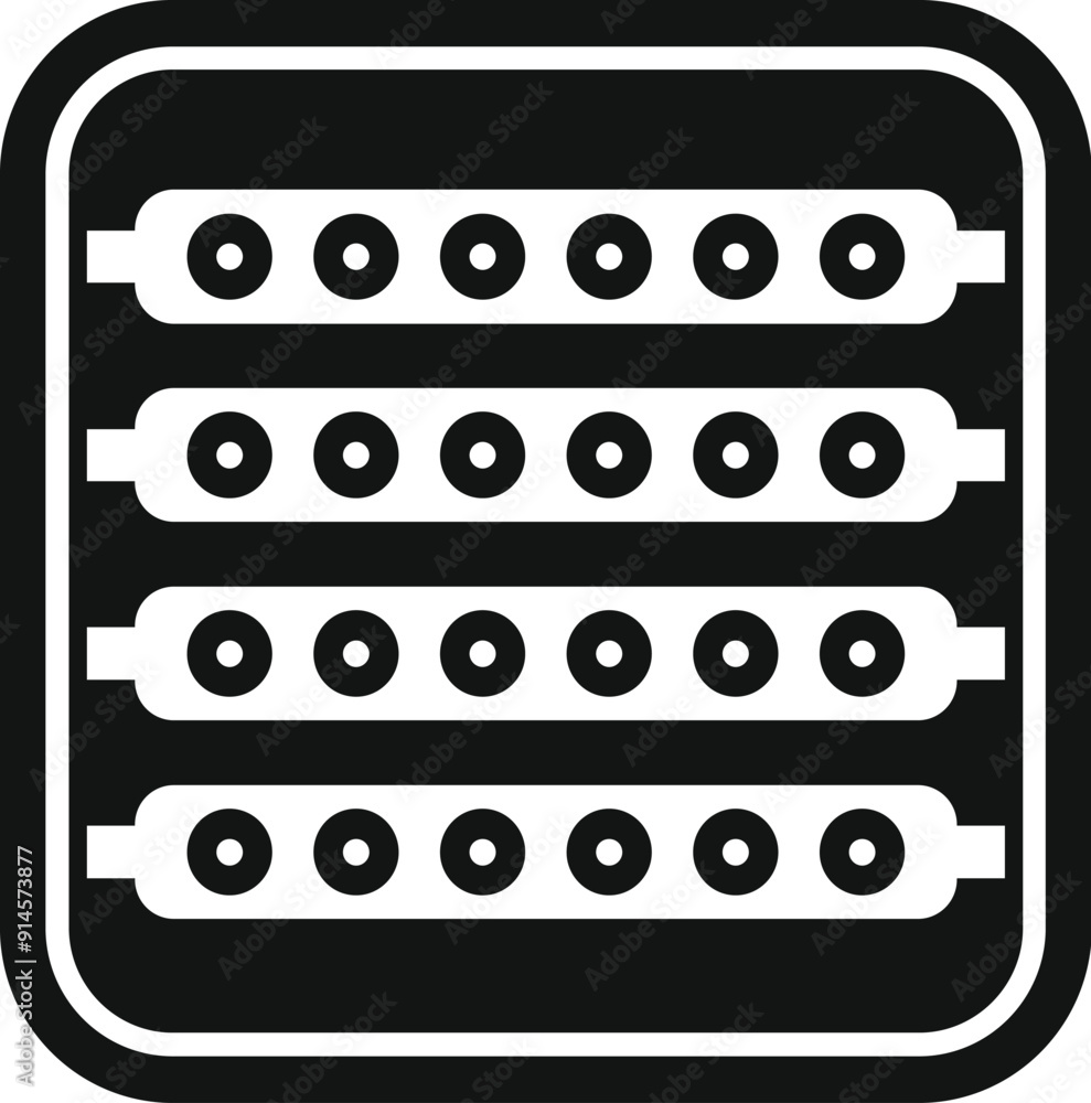 Poster black and white icon of a circuit board featuring rows of microchips, symbolizing technological adva