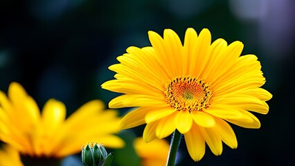 Obraz premium Bright Yellow Gerbera Flowers With Blurred Background