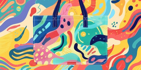 Obraz premium Colorful tote bag with abstract pattern.