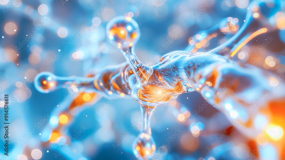 Poster closeup view of neurons and synapses in the brain, exploring complex biological interactions
