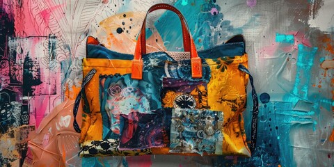 Patchwork bag with vibrant colours.
