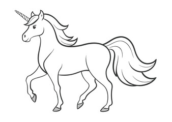 unicorn coloring page line art silhouette 