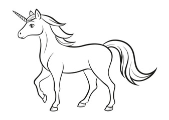 unicorn coloring page line art silhouette 