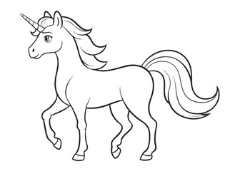 unicorn coloring page line art silhouette 